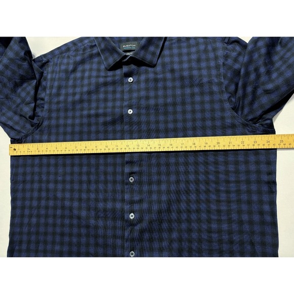 Bugatchi Shirt OoohCotton Tech 8 Way Stretch Button Up Blue Gingham Check Men XL - Picture 13 of 15